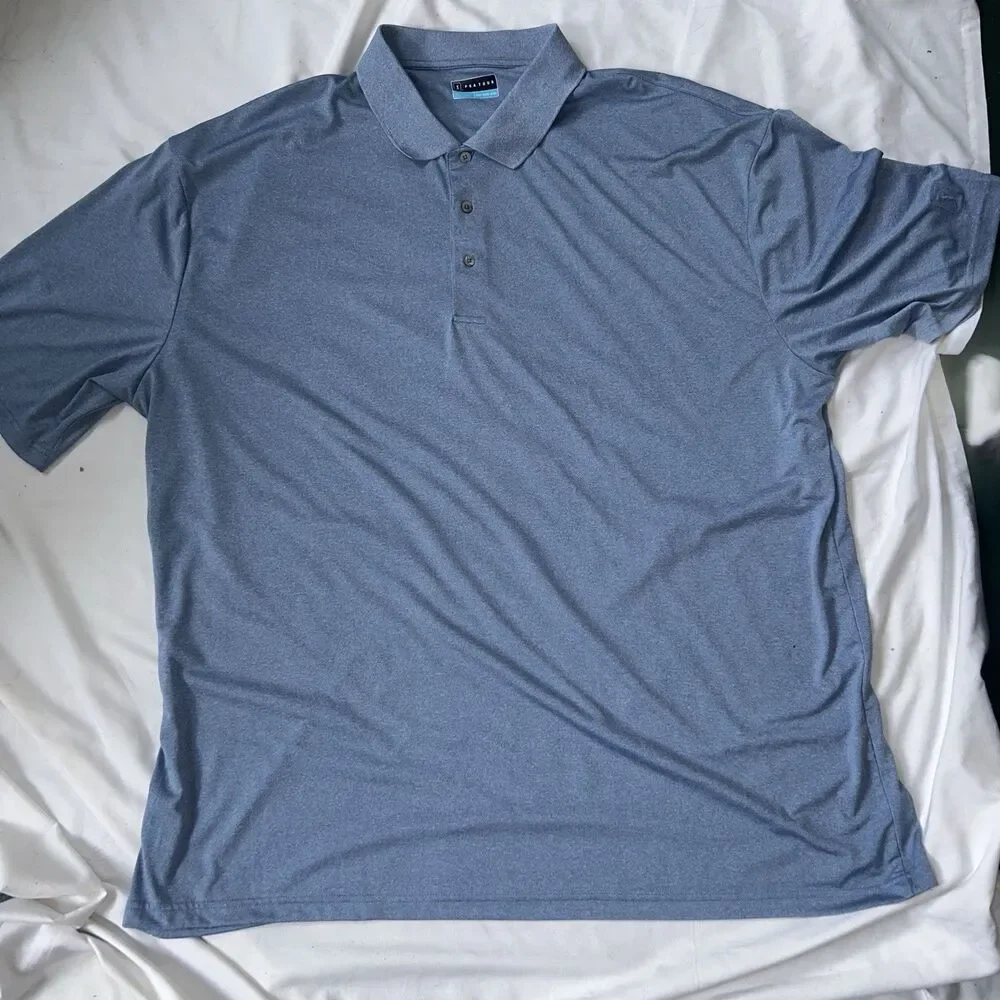 PGA Tour Pro Series Mens 4X 4XL Big & Tall Logo Golf Polo Light Blue XXXXL